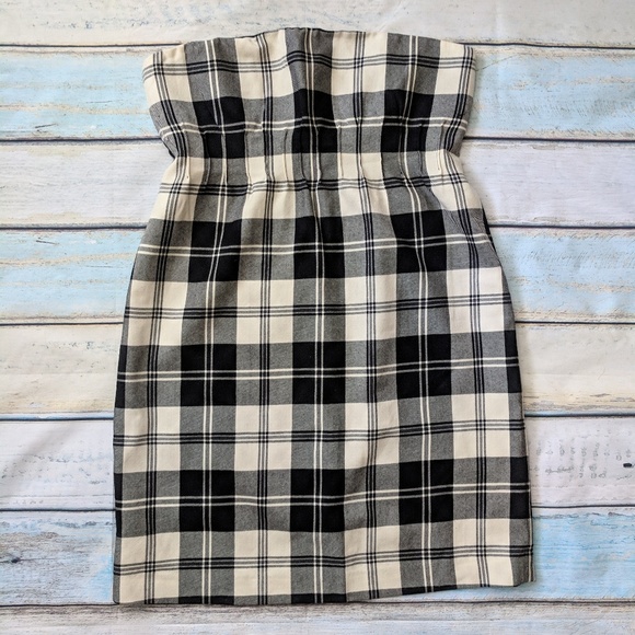 Red Valentino strapless plaid wool dress - Picture 2 of 7